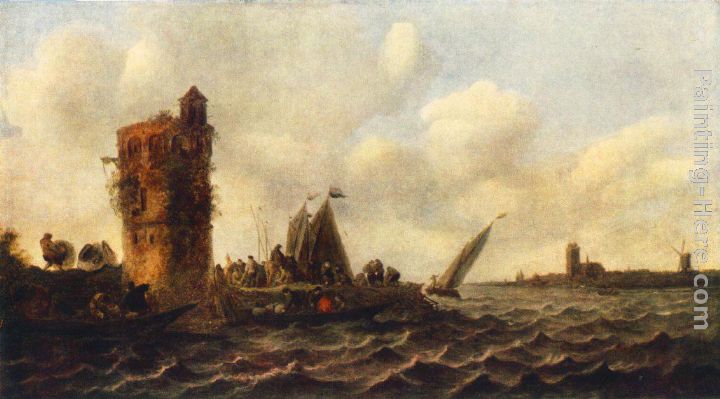 A View on the Maas near Dordrecht painting - Jan van Goyen A View on the Maas near Dordrecht art painting